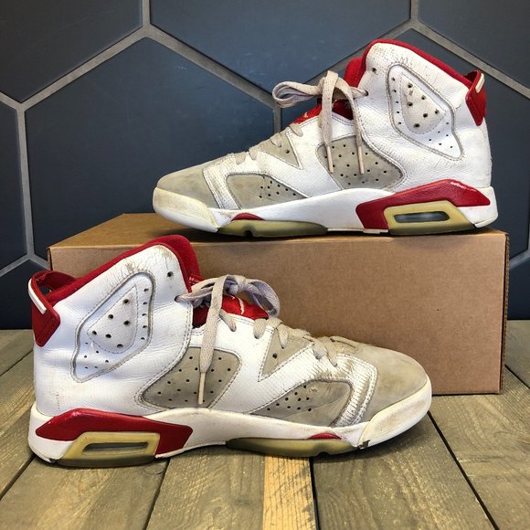 ~Used W/O Box! Youth Nike Air Jordan 6 Alternate Red White Sneakers Size 7Y - Picture 2 of 6